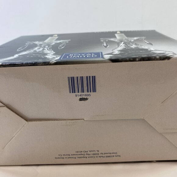 Royal Limited Lead Crystal Candlesticks Set 2 Dangling Prisms - Picture 13 of 16